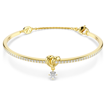 swarovski lifelong bangle  round cut  heart  white  gold tone plated