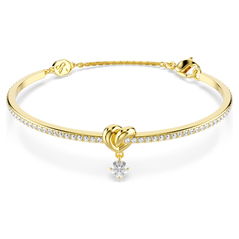swarovski lifelong bangle  round cut  heart  white  gold tone plated