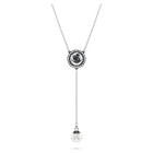 swarovski swan y pendant  crystal pearl  swan  gray  rhodium plated