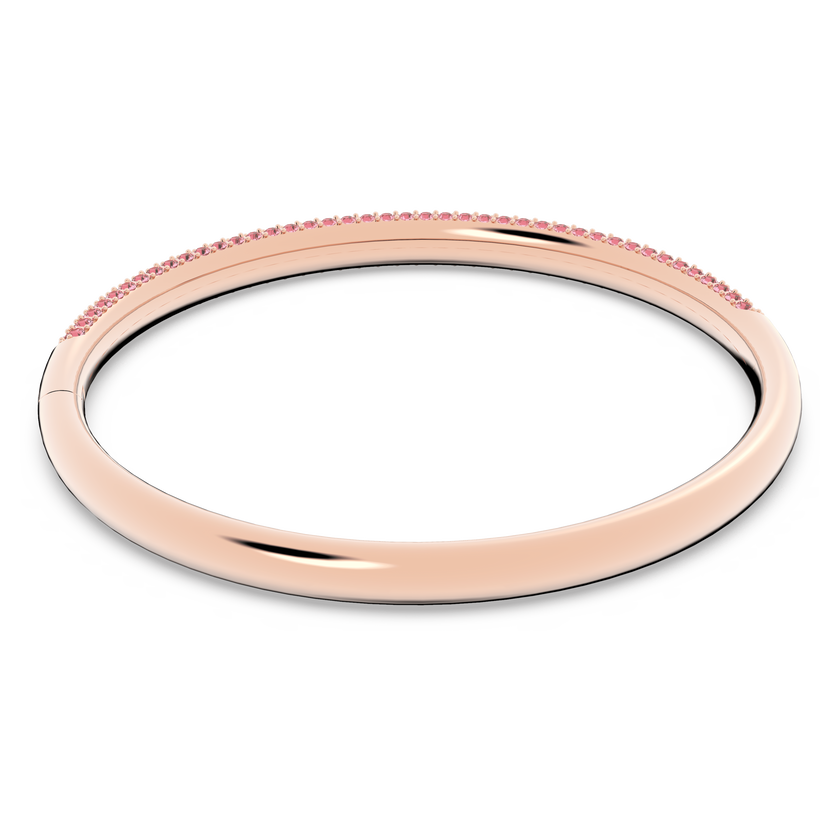 swarovski stone bangle  pink  rose gold tone finish
