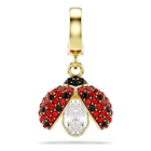 swarovski idyllia charm  mixed cuts  ladybug  red  gold tone plated