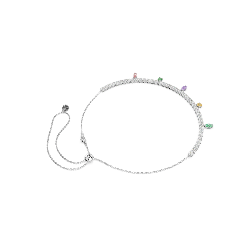 ariana grande x swarovski tennis necklace  mixed cuts  multicolored  rhodium plated