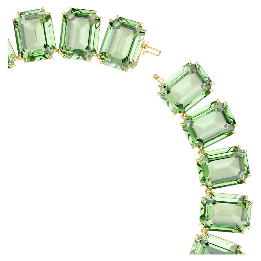 swarovski millenia tennis necklace  octagon cut  green  gold tone plated
