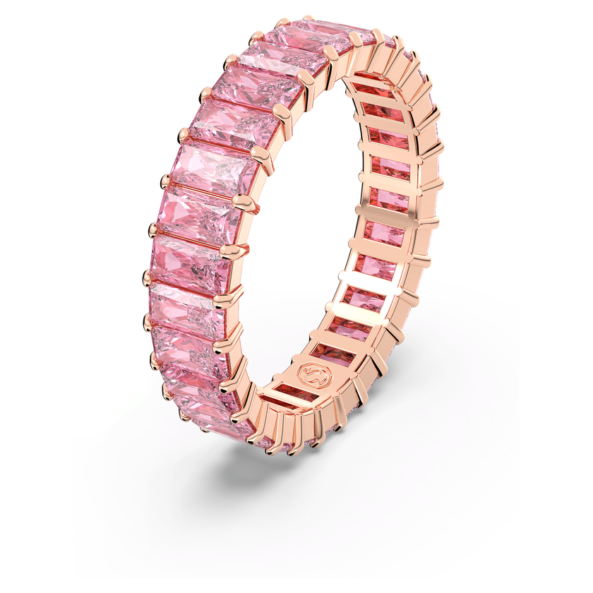 swarovski matrix ring  baguette cut  pink  rose gold tone plated