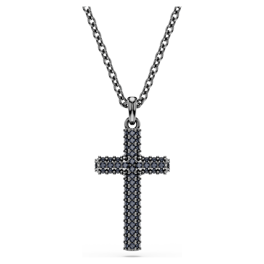swarovski insigne pendant  cross  gray  ruthenium plated