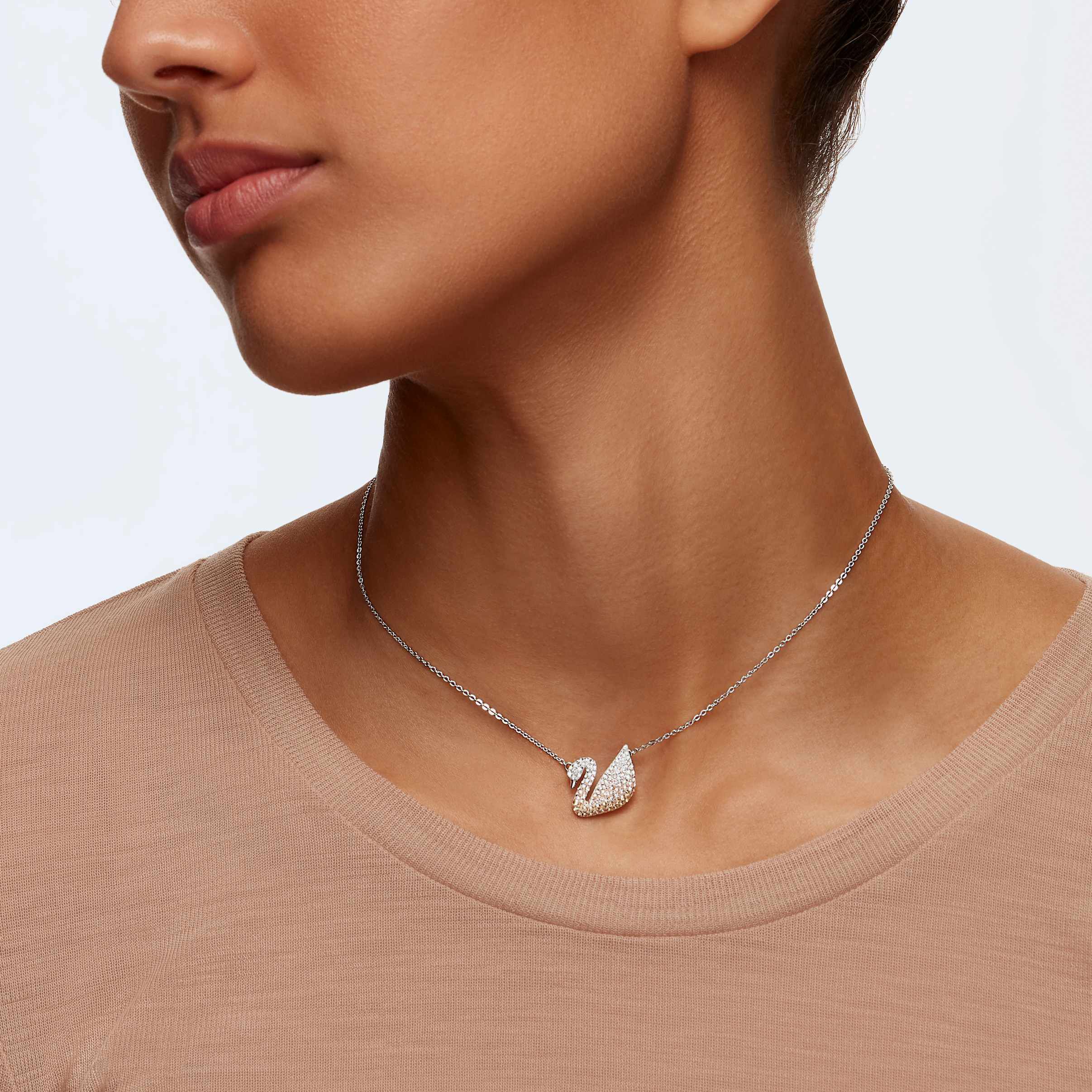 Buy Swarovski Iconic Swan Pendant Multi Coloured Rhodium Plated