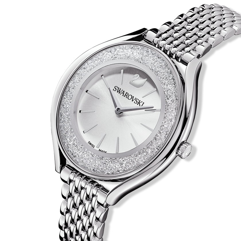 Crystalline Aura Watch, Metal Bracelet, Silver tone, Stainless steel