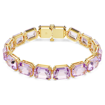 swarovski millenia tennis bracelet octagon cut purple gold tone plated