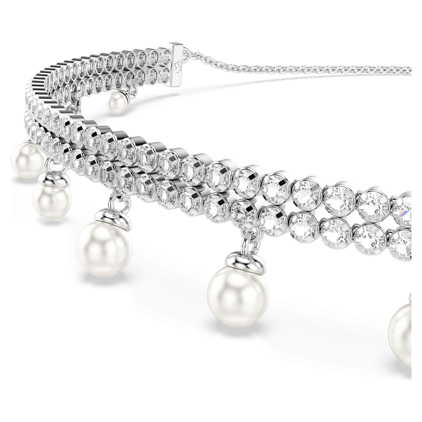 ariana grande x swarovski choker  crystal pearl  round cut  white  rhodium plated