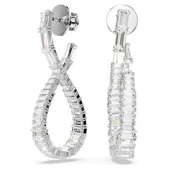 swarovski hyperbola drop earrings infinity white rhodium plated
