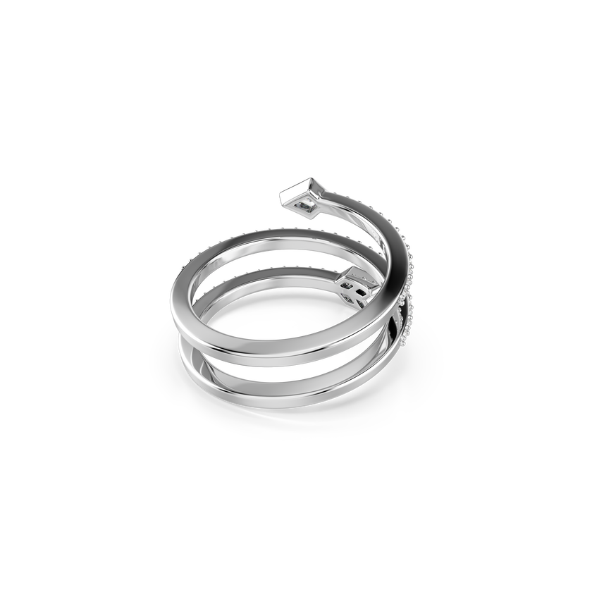 swarovski idyllia motif ring  mixed cuts  arrow  white  rhodium plated