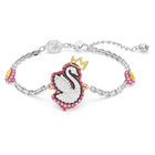 Pop Swan bracelet, Swan, Pink, Rhodium plated