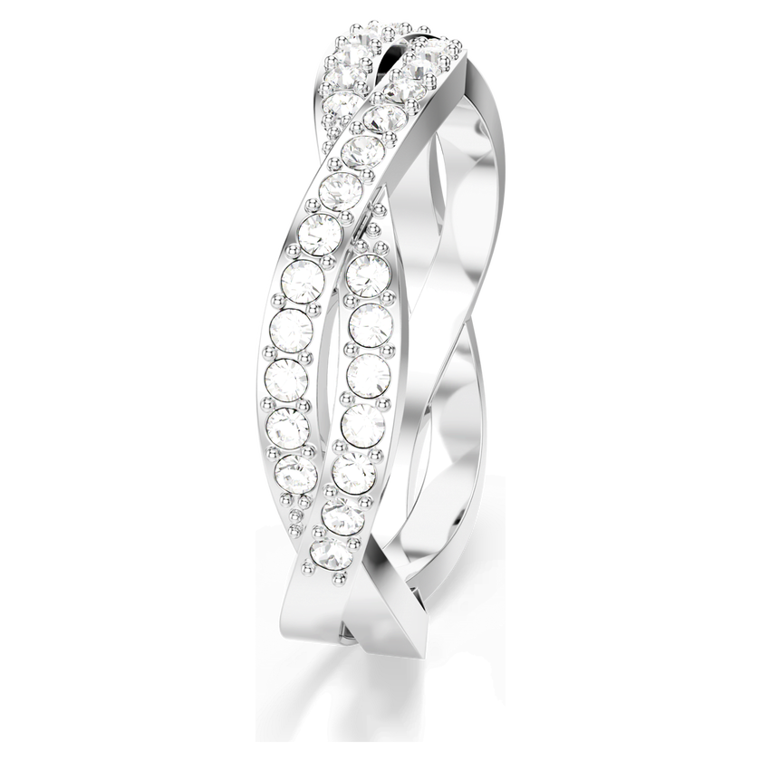 swarovski infinity ring  round cut  white  rhodium plated