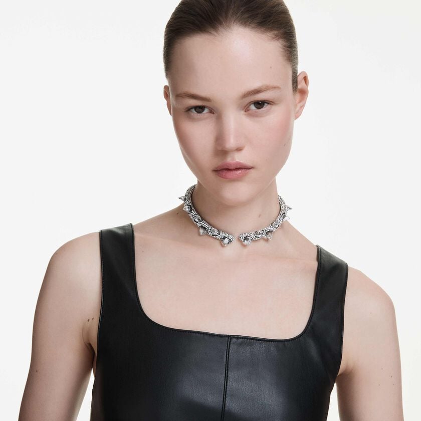 swarovski sublima choker  white  ruthenium plated