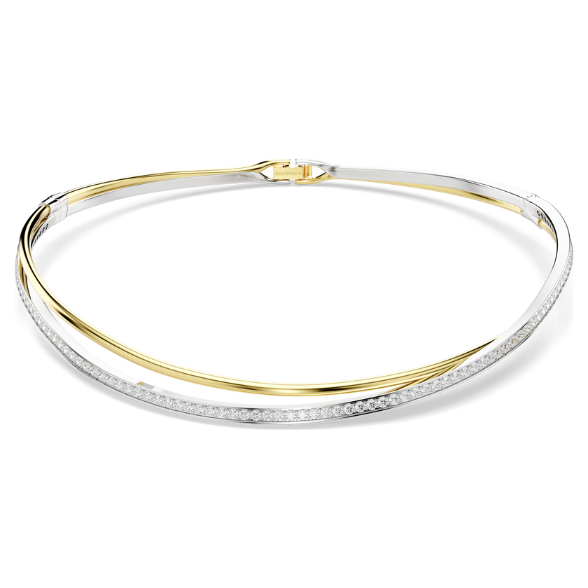 swarovski hyperbola choker  round cut  white  mixed metal finish