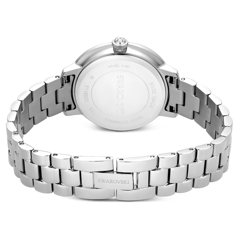 swarovski matrix 3 link watch  swiss made  metal bracelet  silver tone  stainless steel