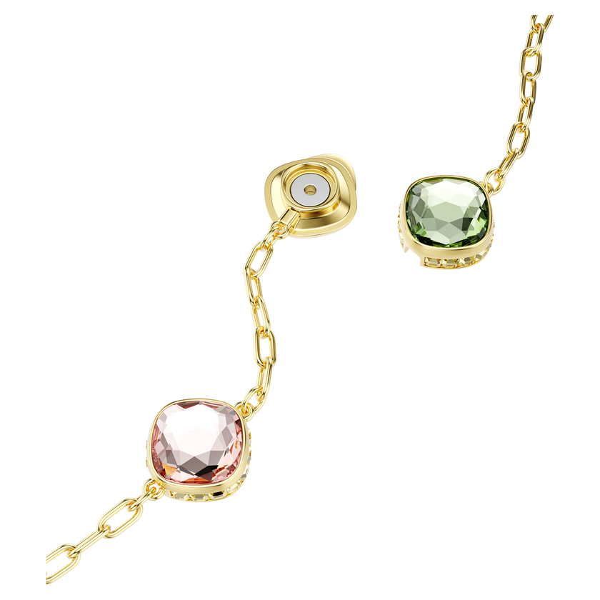 swarovski chroma strandage  octagon cut  green  gold tone plated