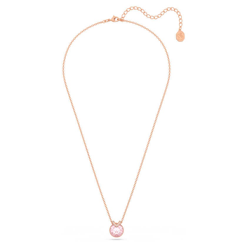 swarovski bella v pendant  round cut  pink  rose gold tone plated