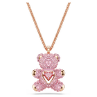 swarovski teddy pendant pink rose gold tone plated