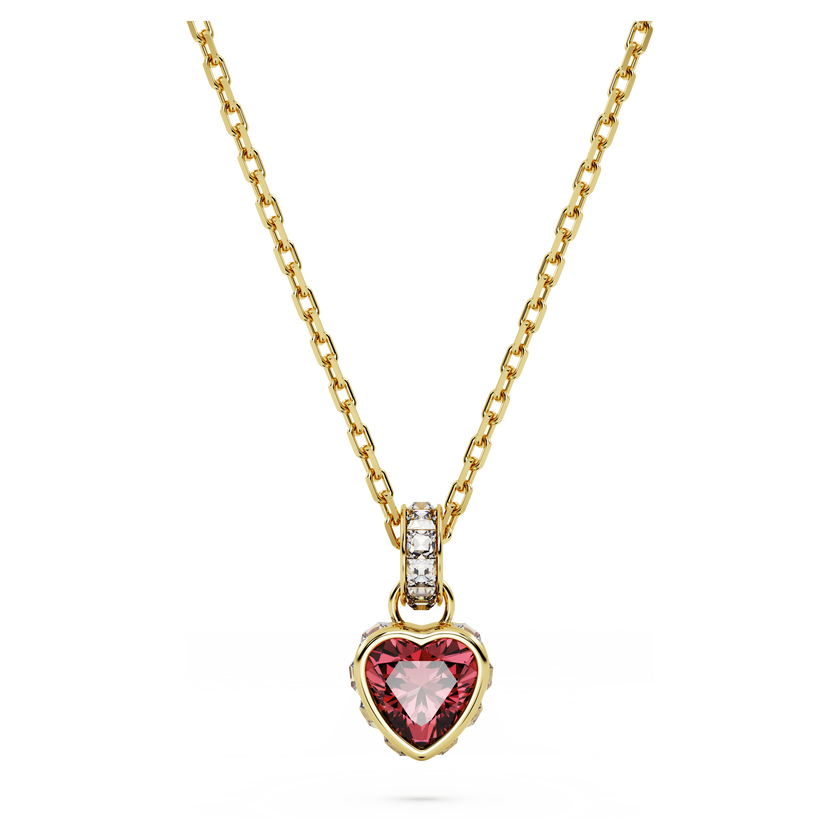 swarovski chroma pendant  heart  red  gold tone plated