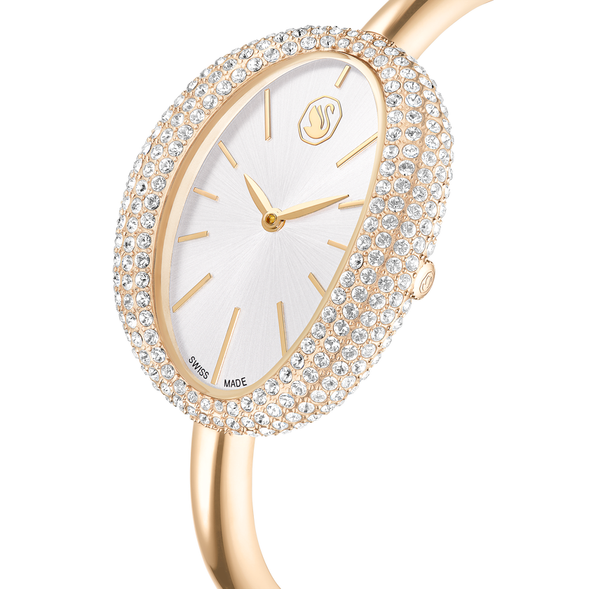 swarovski imber bangle watch  swiss made  metal bracelet  gold tone  champagne gold tone finish