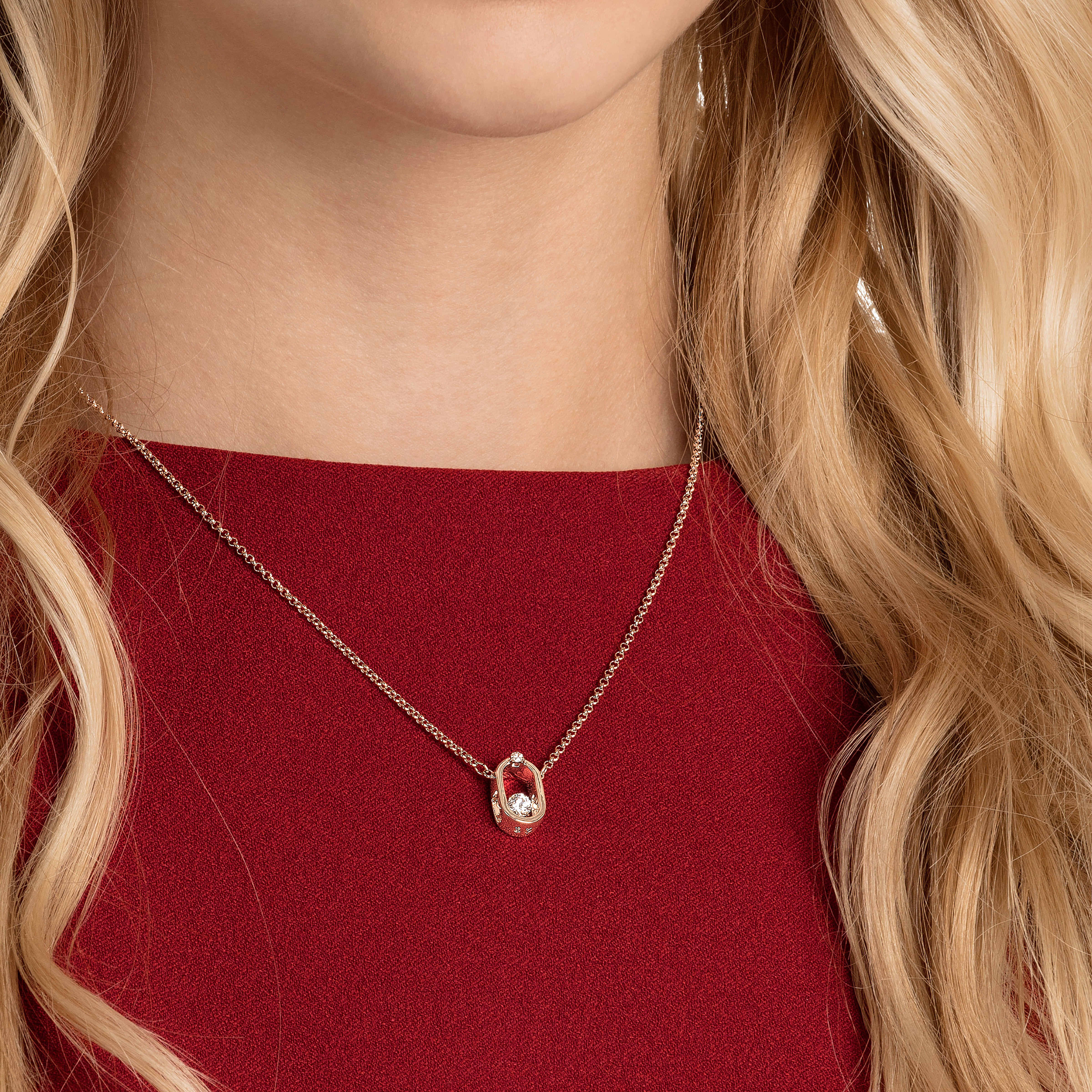 Buy Swarovski Swarovski Sparkling Dance necklace Round cut Oval shape White Rose gold tone plated