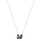 Facet Swan Necklace, Black, Mixed Plating