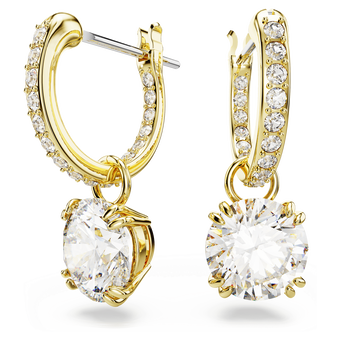 swarovski stilla drop earrings round cut white gold tone plated