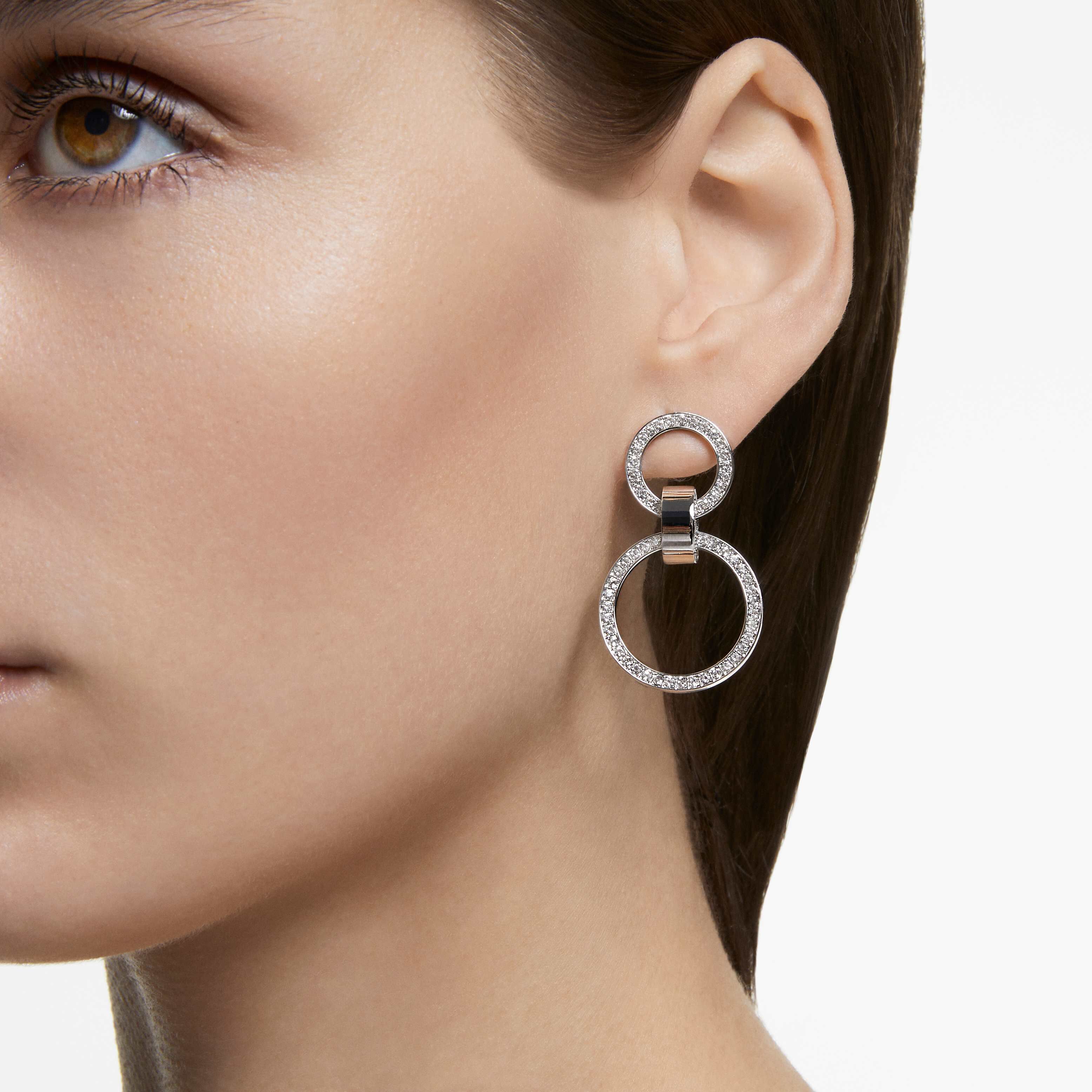 Buy Swarovski Hollow hoop earrings White Rhodium plated