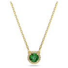 Una pendant, Round cut, Pavé, Green, Gold-tone plated