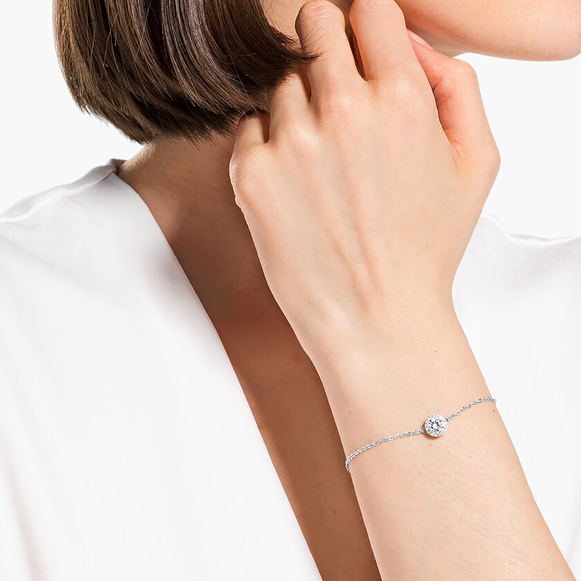 swarovski angelic bracelet  round cut  white  rhodium plated