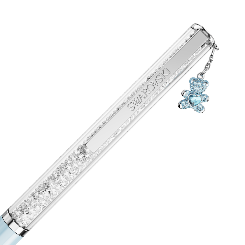 swarovski crystalline ballpoint pen  teddy  blue  blue lacquered  chrome plated