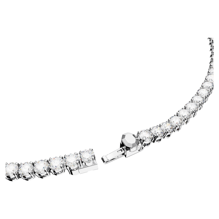 swarovski matrix tennis set  round cut  white  rhodium plated
