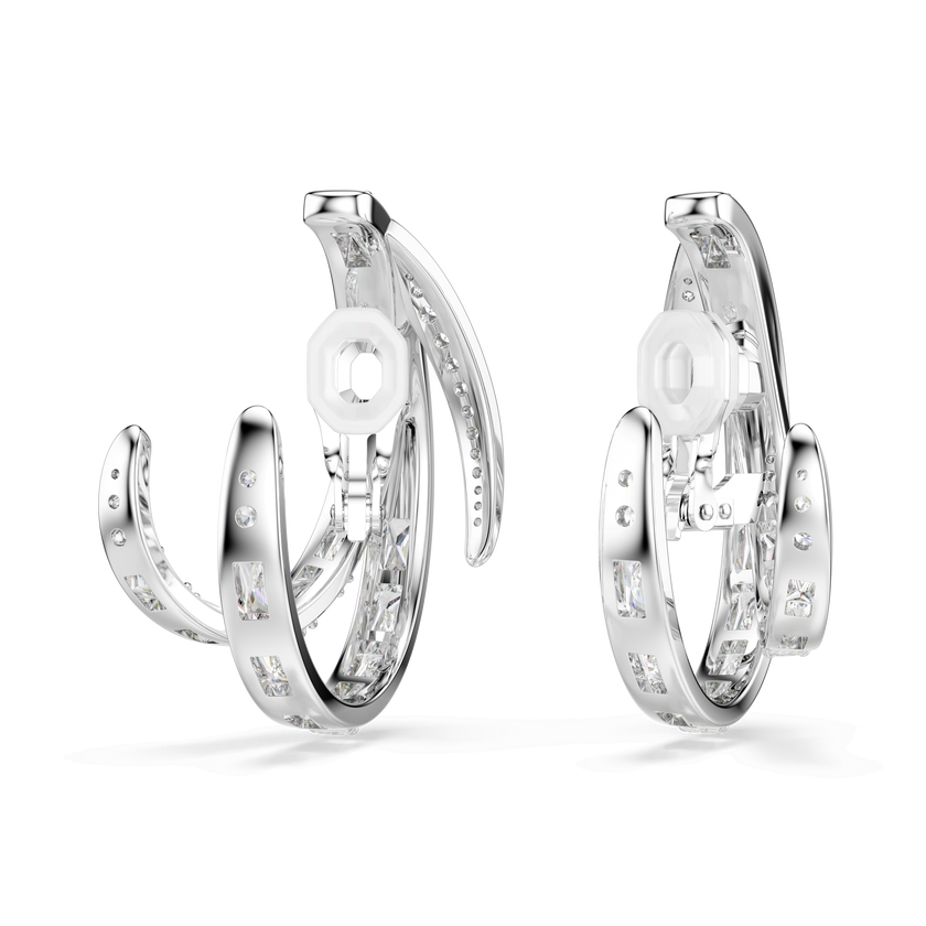 swarovski vienna clip earrings  mixed cuts  white  rhodium plated