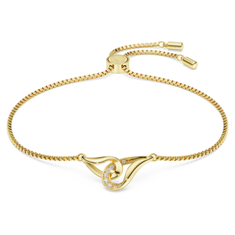swarovski classica bracelet  round cut  interlocking  white  sterling silver  18k gold finish