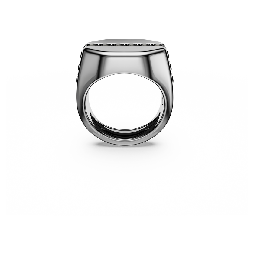 swarovski dextera octagon ring  octagon shape  round cut  black  ruthenium plated