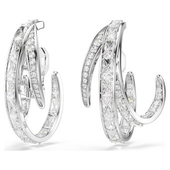 swarovski vienna clip earrings  mixed cuts  white  rhodium plated