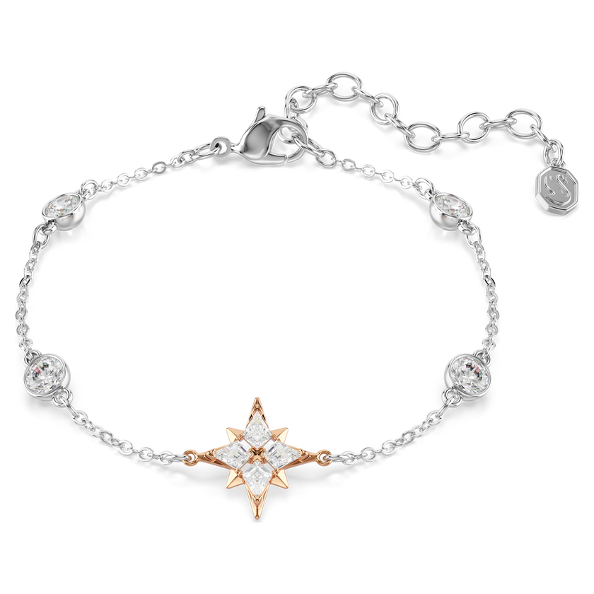 swarovski symbolica bracelet  round cut  moon  white  mixed plating