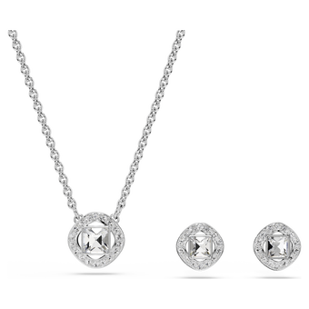 swarovski una angelic set  round cut  white  rhodium plated