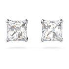 swarovski attract stud earrings square cut white rhodium plated