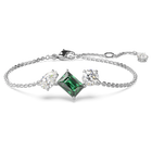 Mesmera bracelet, Mixed cuts, Green, Rhodium plated