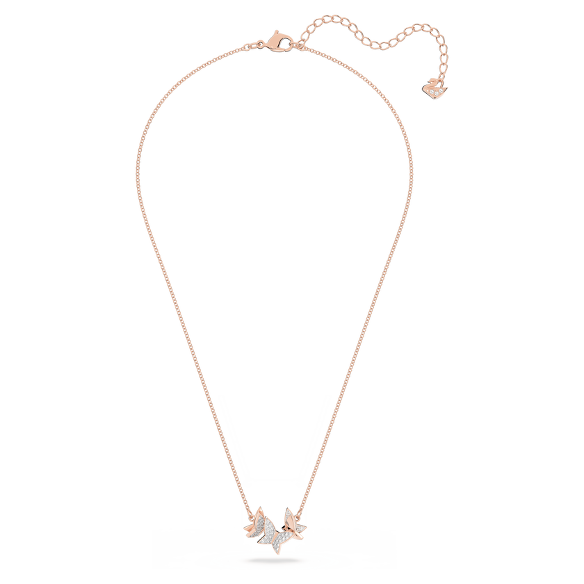 swarovski lilia necklace  butterfly  white  rose gold tone plated