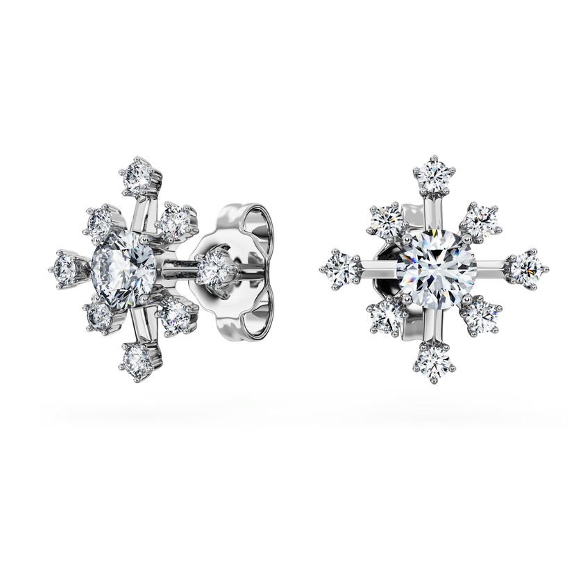 swarovski galaxy stud earrings  lab grown diamonds 0 5 ct tw  round shape  18k white gold