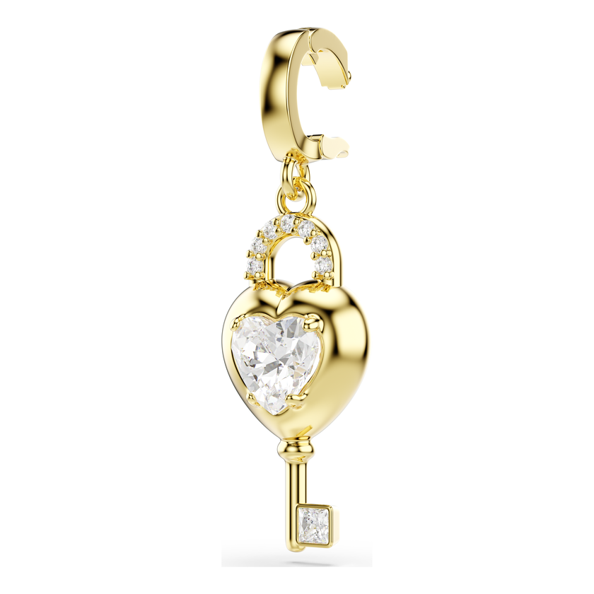swarovski idyllia charm  mixed cuts  heart with key  white  18k gold finish