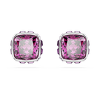 swarovski birthstone stud earrings square cut february purple rhodium plated