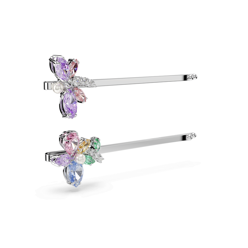 ariana grande x swarovski hair pin  mixed cuts  dragonfly  flower  multicolored  rhodium plated