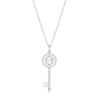 Sparkling Dance Key Pendant, White, Rhodium Plating