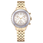 swarovski octea chrono watch  swiss made  metal bracelet  gold tone  champagne gold tone finish