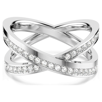 swarovski delta ring  round cut  white  rhodium plated