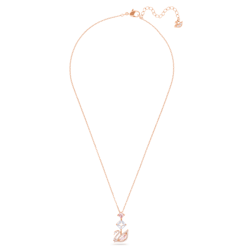 swarovski swan pendant  swan  pink  rose gold tone plated